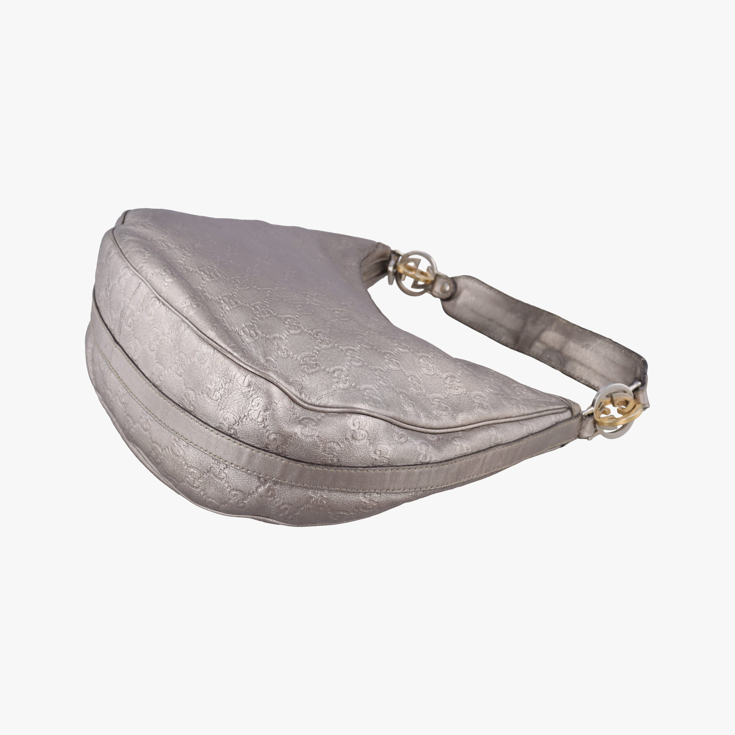 Pre-owned Gucci GG Twins Silver Leather 232962 shoulderbag | stylenewstar