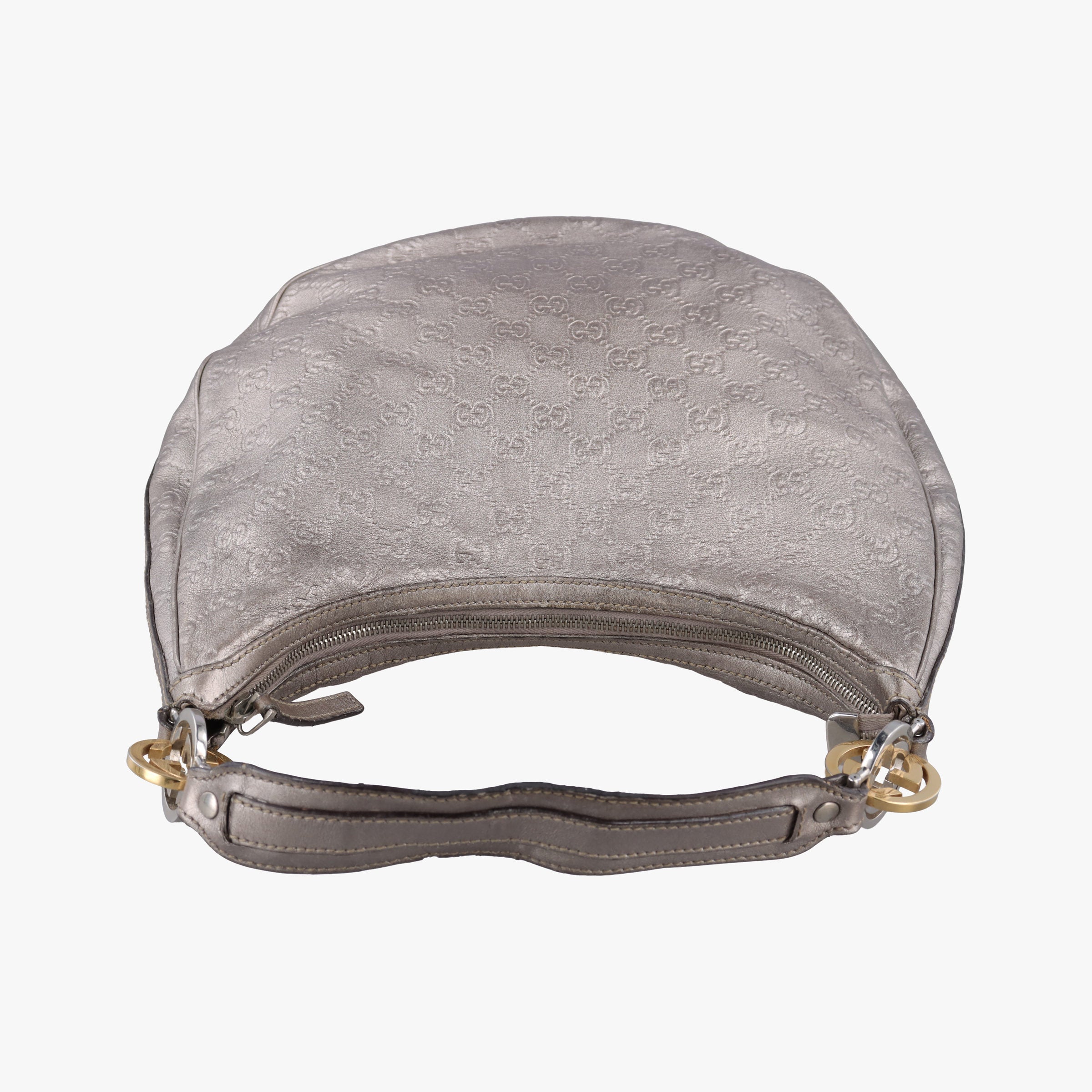 Pre-owned Gucci GG Twins Silver Leather 232962 shoulderbag | stylenewstar