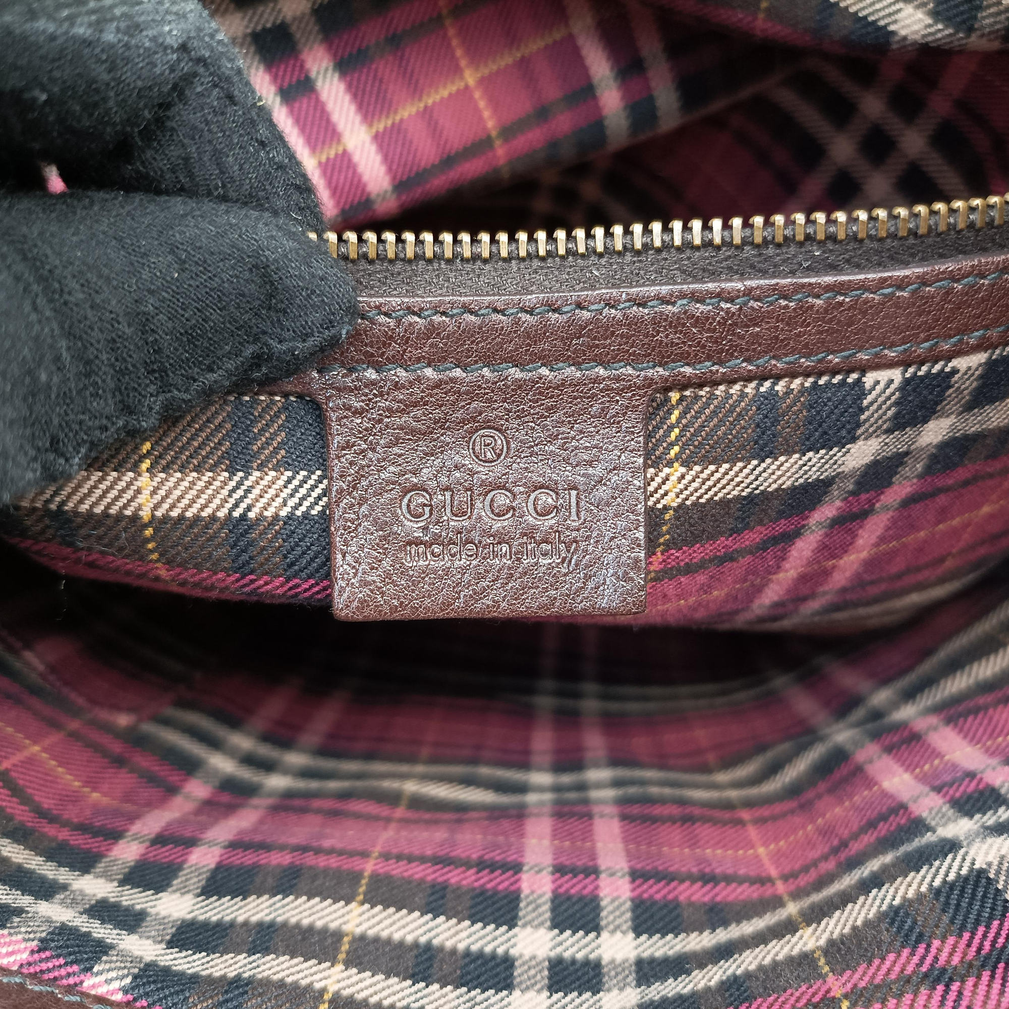 Pre-owned Gucci Babouska Brown GG Crystal Coated Canvas×leather 207300 handbag | stylenewstar
