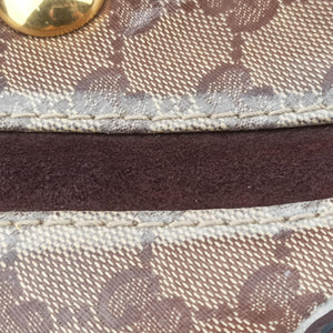 Pre-owned Gucci Babouska Brown GG Crystal Coated Canvas×leather 207300 handbag | stylenewstar