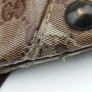 Pre-owned Gucci Babouska Brown GG Crystal Coated Canvas×leather 207300 handbag | stylenewstar