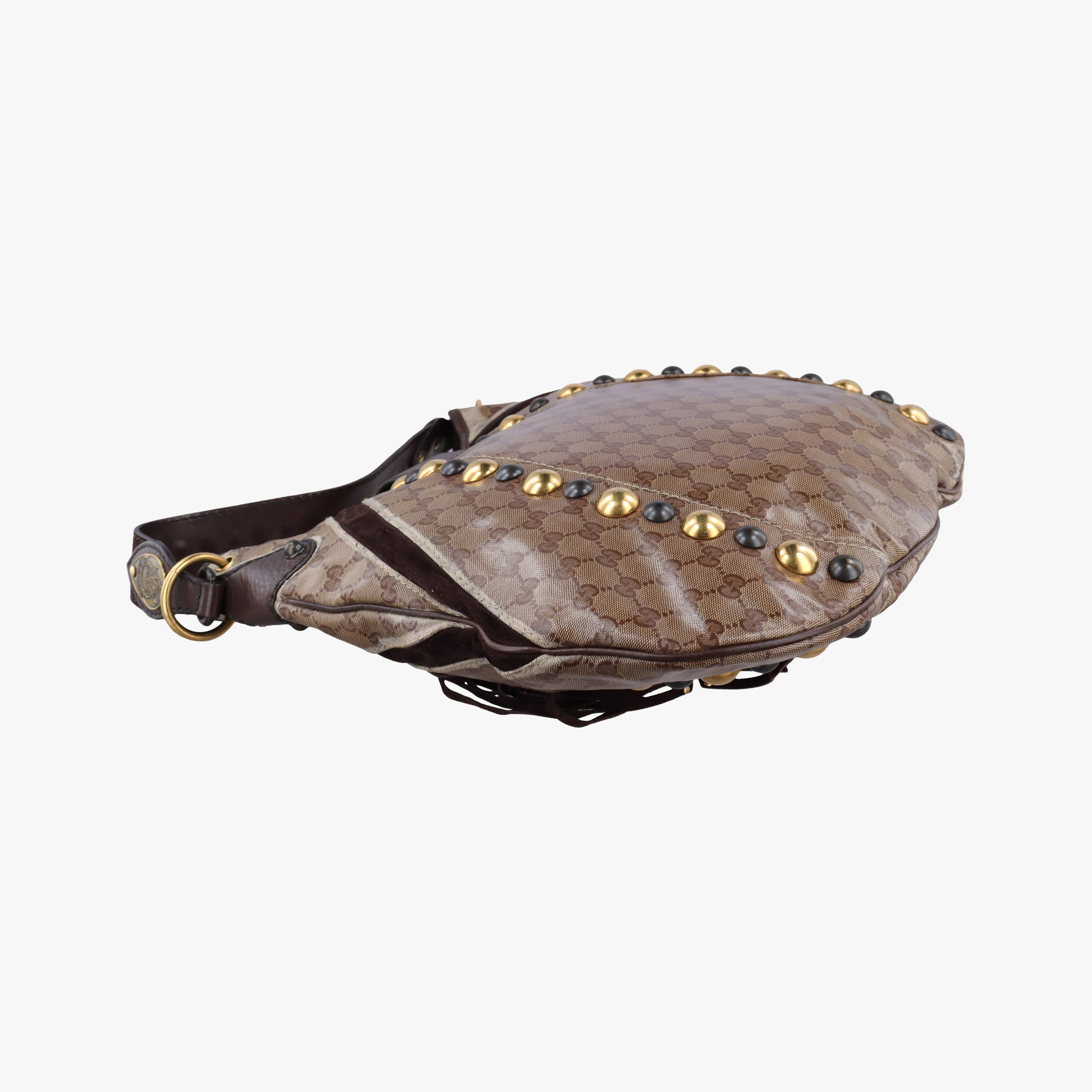 Pre-owned Gucci Babouska Brown GG Crystal Coated Canvas×leather 207300 handbag | stylenewstar
