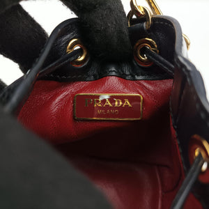 Secondhand Prada Mini Drawstring Black Enamel 1NR016 shoulderbag | stylenewstar