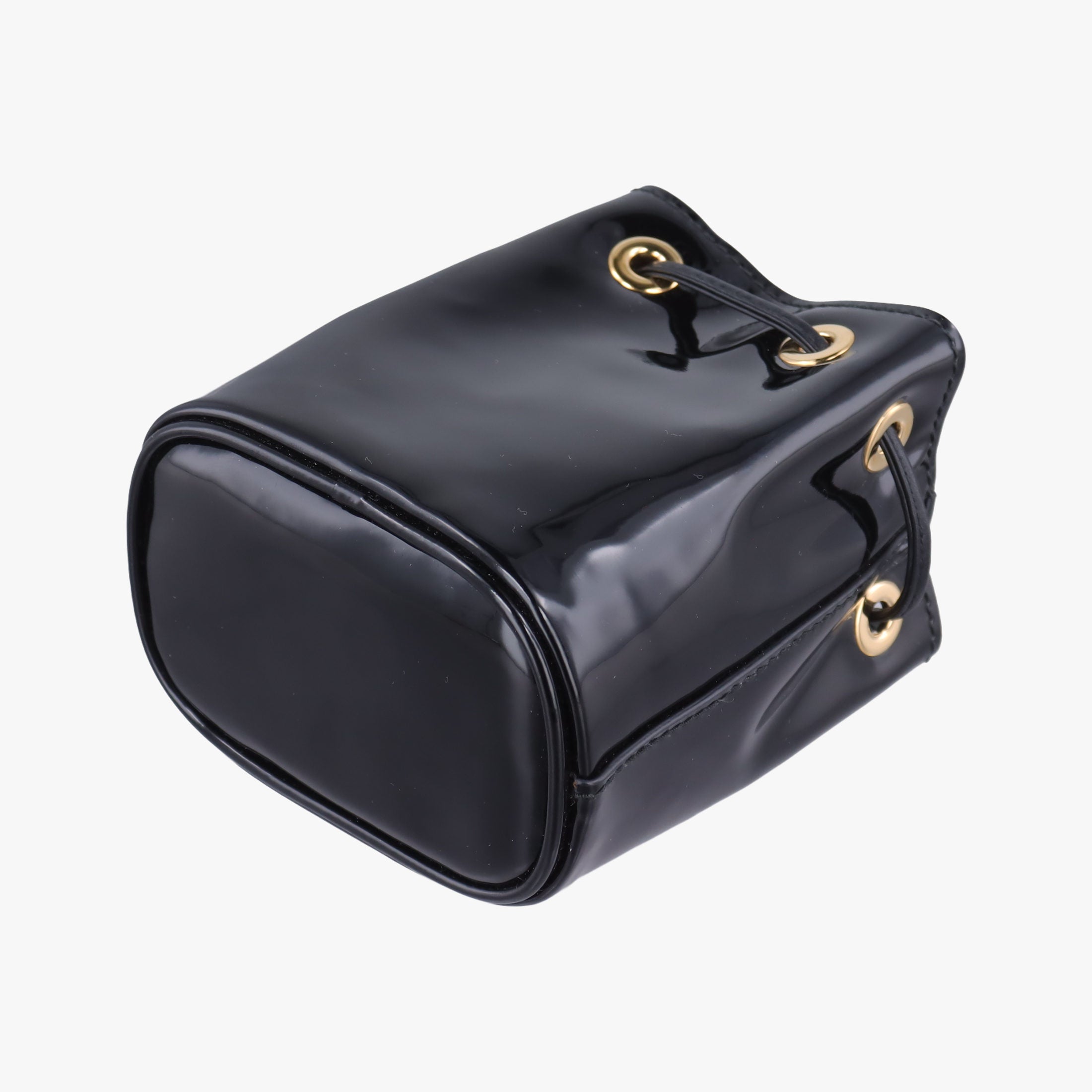 Secondhand Prada Mini Drawstring Black Enamel 1NR016 shoulderbag | stylenewstar