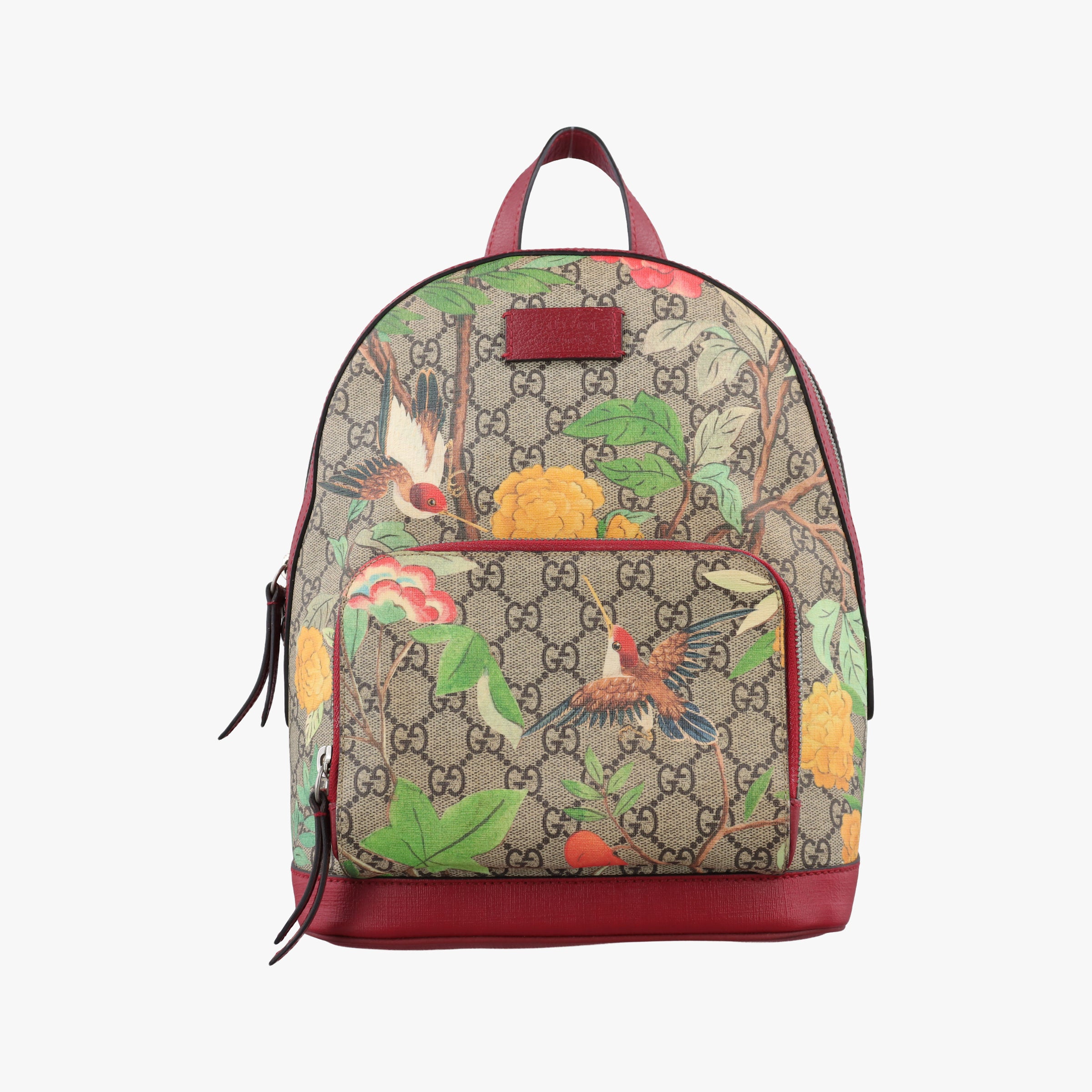 Pre-owned Gucci GG Supreme Tian Beige×red×multi PVC coated canvas×Leather 427042 backpack/rucksack | stylenewstar