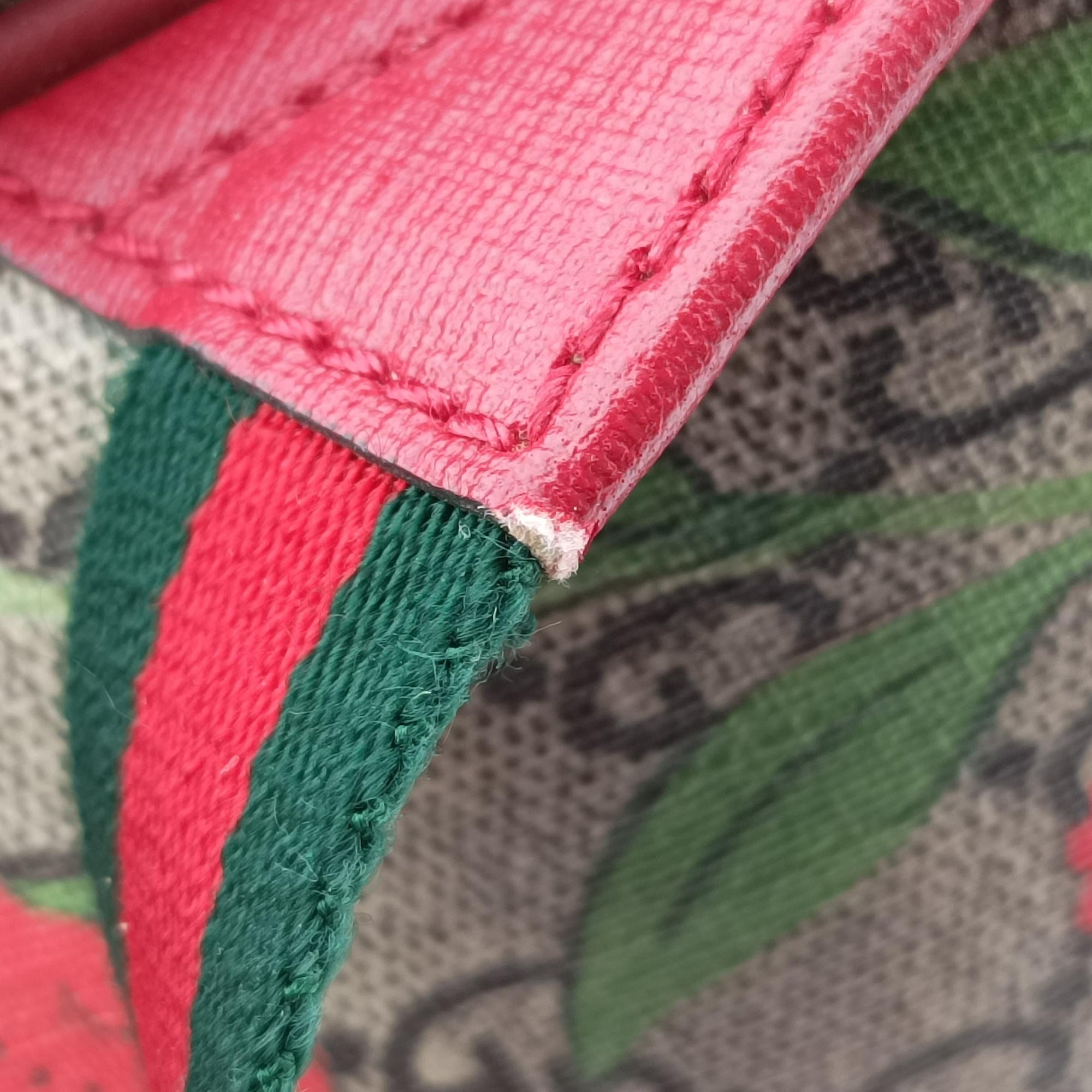 Pre-owned Gucci GG Supreme Tian Beige×red×multi PVC coated canvas×Leather 427042 backpack/rucksack | stylenewstar