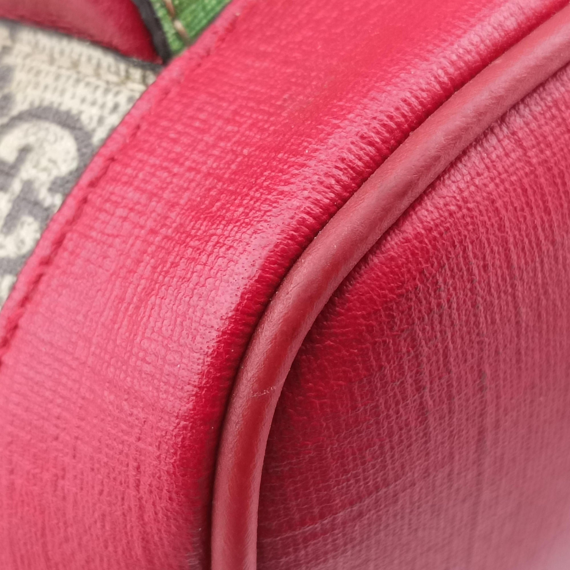 Pre-owned Gucci GG Supreme Tian Beige×red×multi PVC coated canvas×Leather 427042 backpack/rucksack | stylenewstar