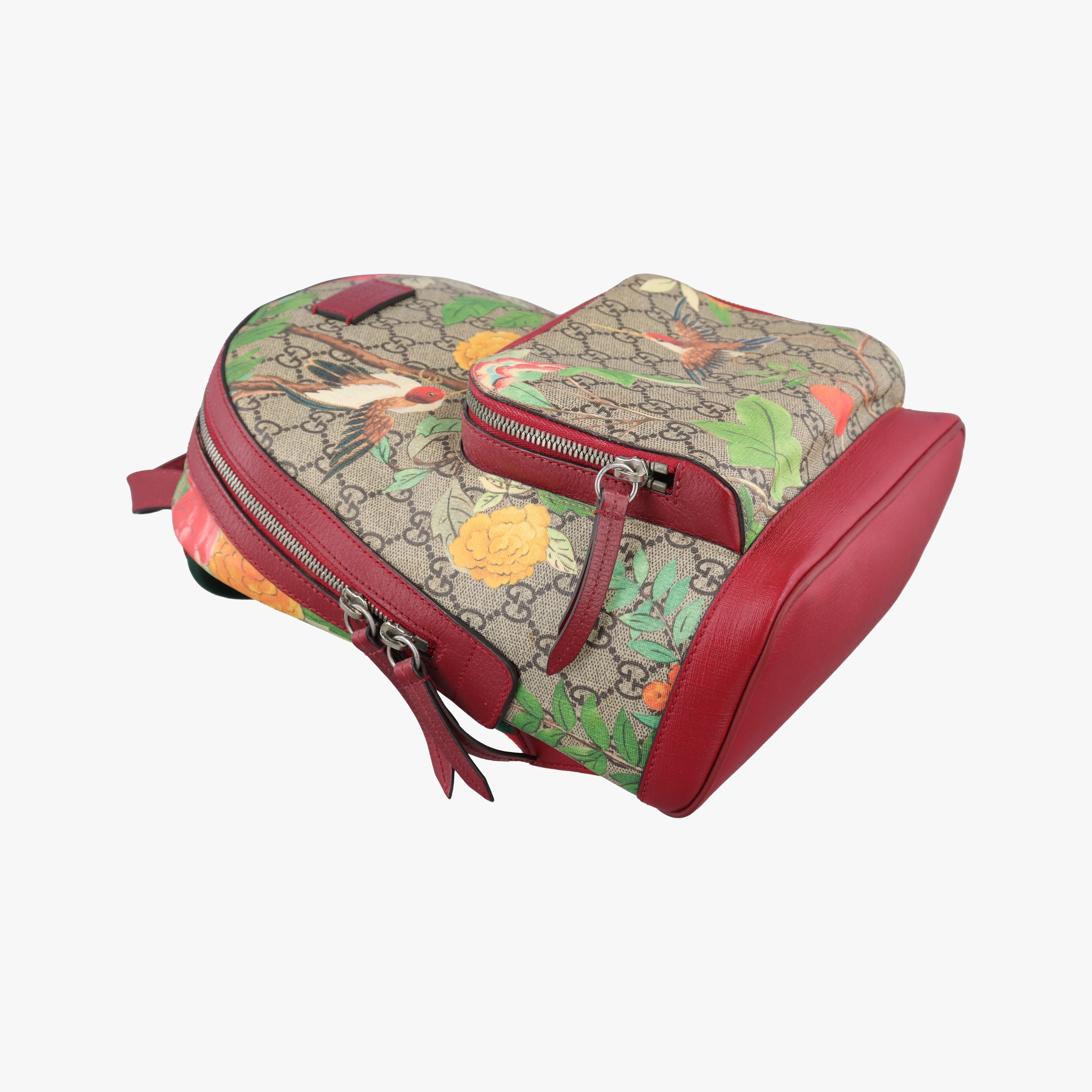 Pre-owned Gucci GG Supreme Tian Beige×red×multi PVC coated canvas×Leather 427042 backpack/rucksack | stylenewstar