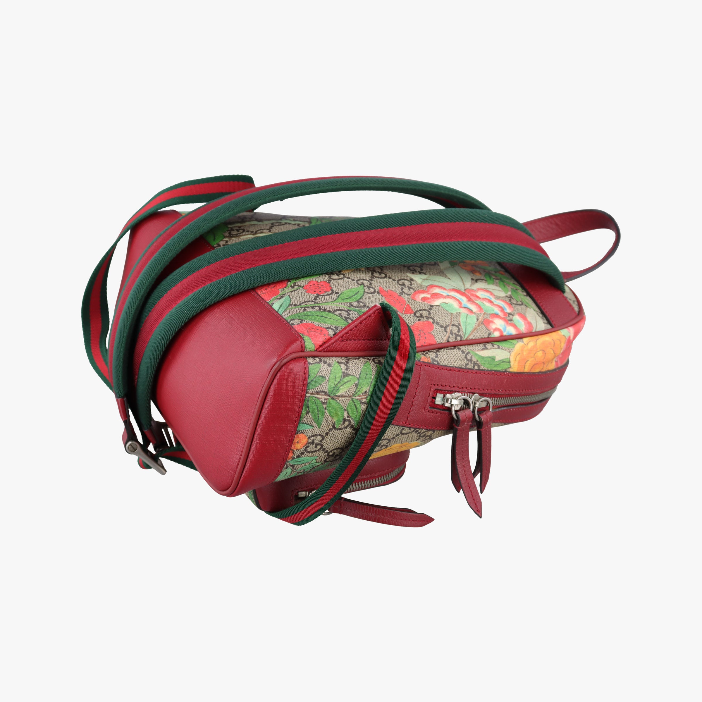 Pre-owned Gucci GG Supreme Tian Beige×red×multi PVC coated canvas×Leather 427042 backpack/rucksack | stylenewstar