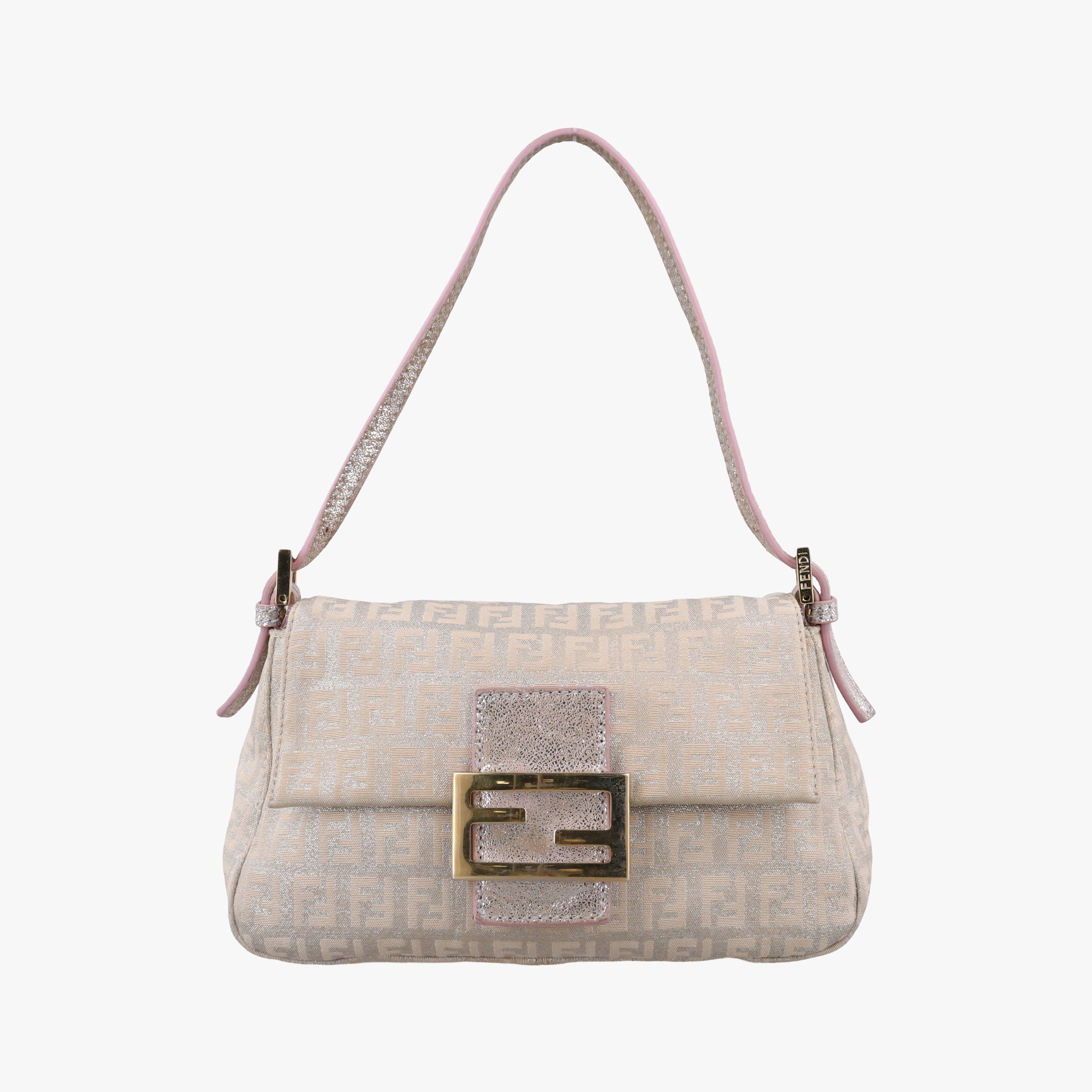 Secondhand Fendi Baguette Beige × Silver×Pink canvas 8BR180 handbag | stylenewstar