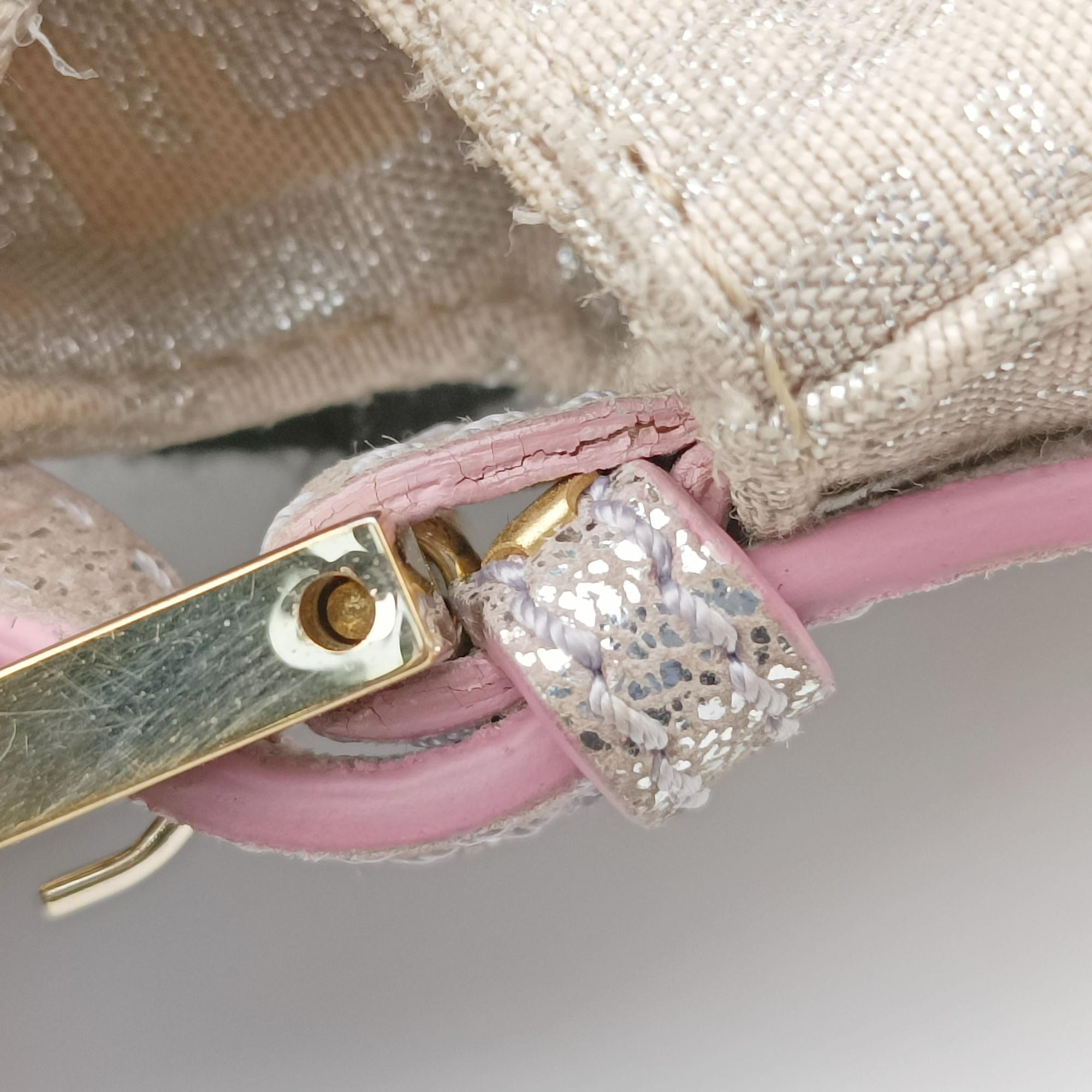 Secondhand Fendi Baguette Beige × Silver×Pink canvas 8BR180 handbag | stylenewstar