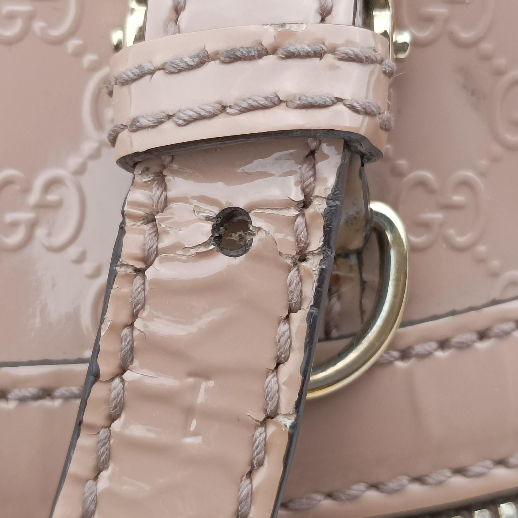 Pre-owned Gucci Microguccissima Beige Patent Leather 309617 shoulderbag | stylenewstar