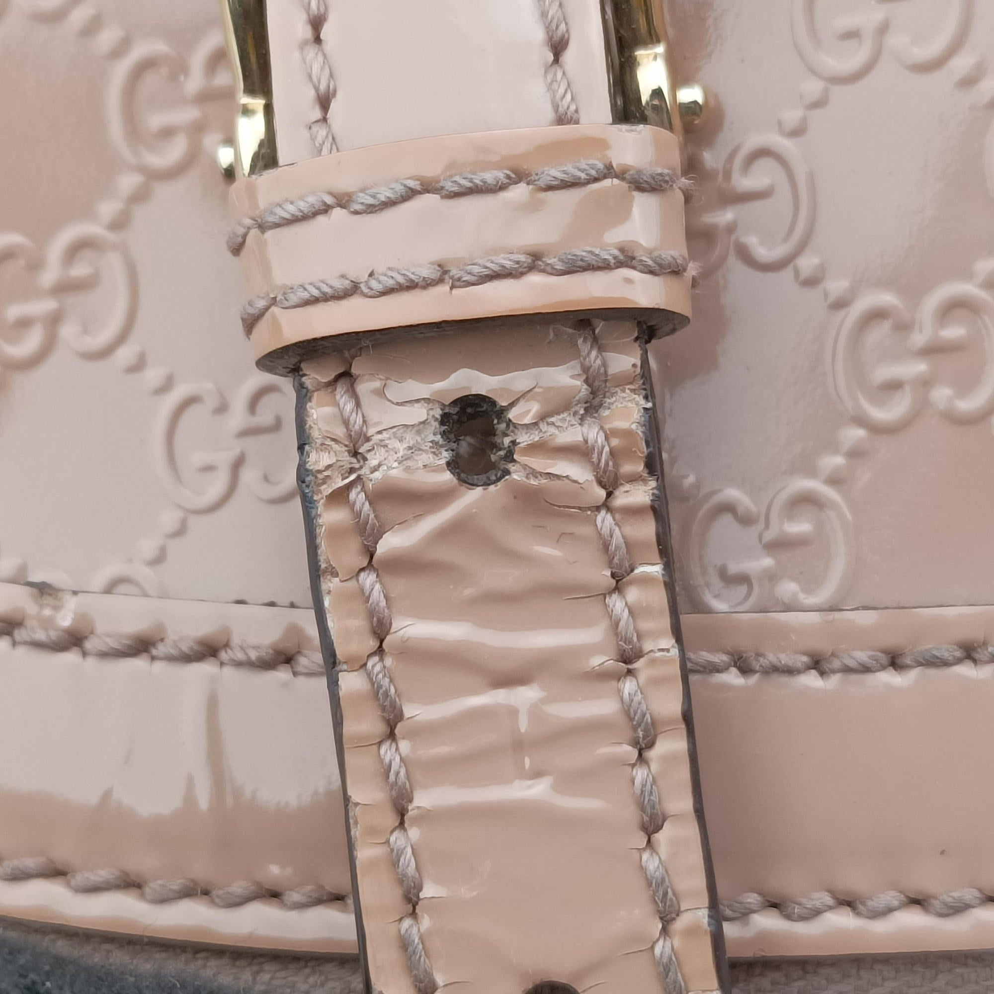 Pre-owned Gucci Microguccissima Beige Patent Leather 309617 shoulderbag | stylenewstar