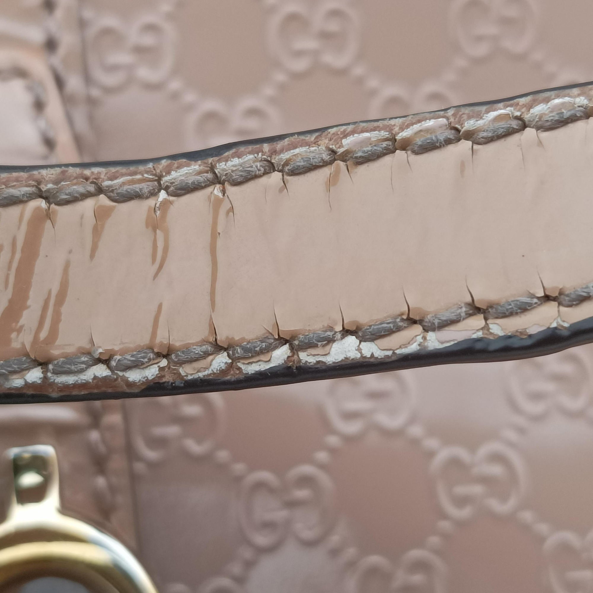 Pre-owned Gucci Microguccissima Beige Patent Leather 309617 shoulderbag | stylenewstar