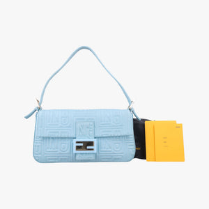 Pre-owned Fendi BAGUETTE Blue Leather 8BR600 shoulderbag | stylenewstar