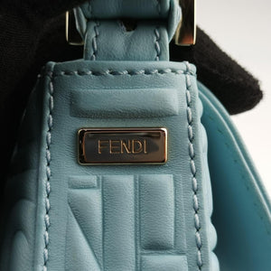 Pre-owned Fendi BAGUETTE Blue Leather 8BR600 shoulderbag | stylenewstar