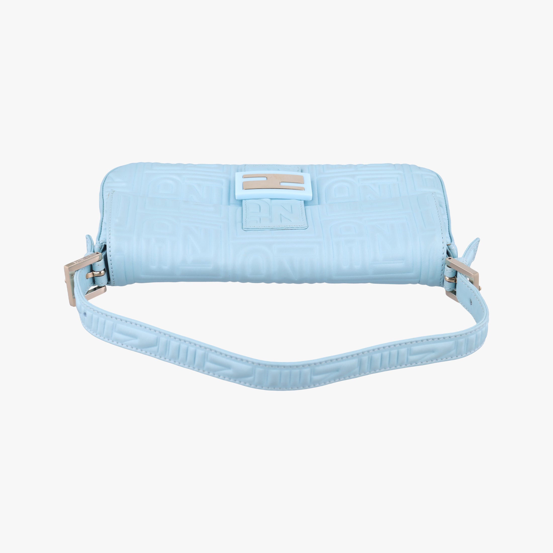 Pre-owned Fendi BAGUETTE Blue Leather 8BR600 shoulderbag | stylenewstar