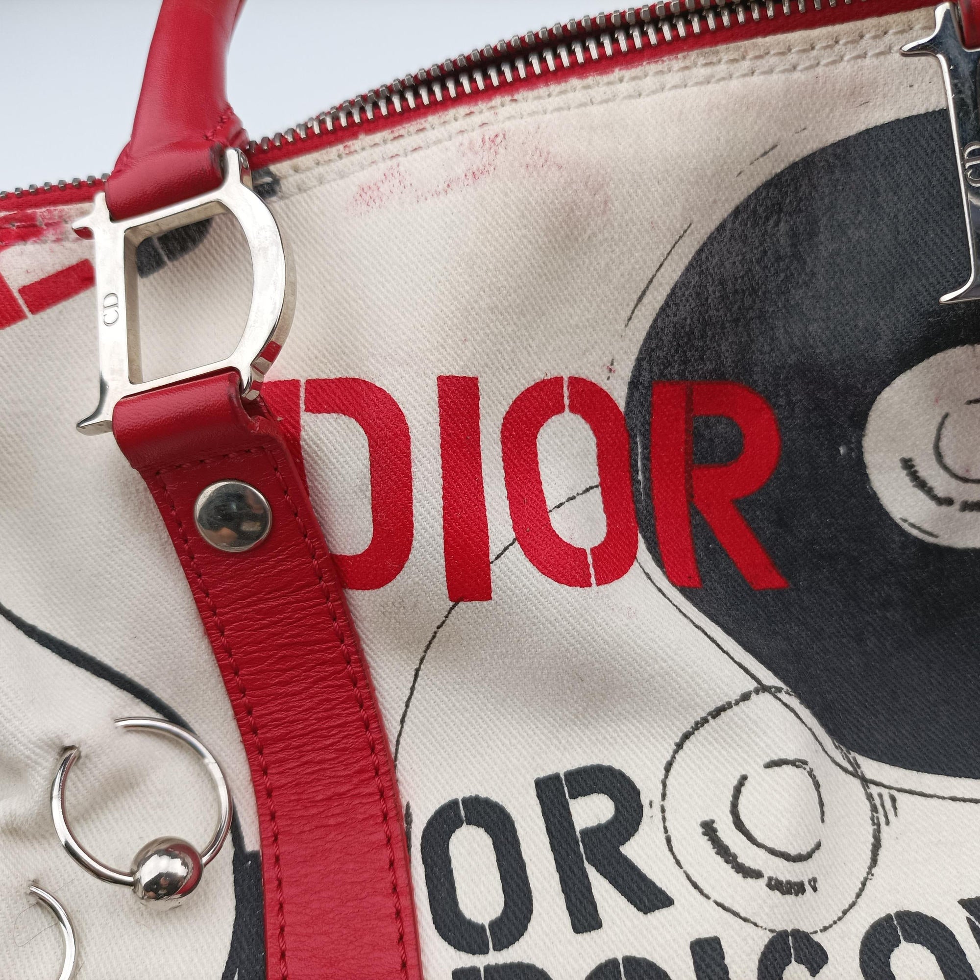 Pre-owned Christian Dior Hardcore White×Red×Black canvas×Leather  handbag | stylenewstar