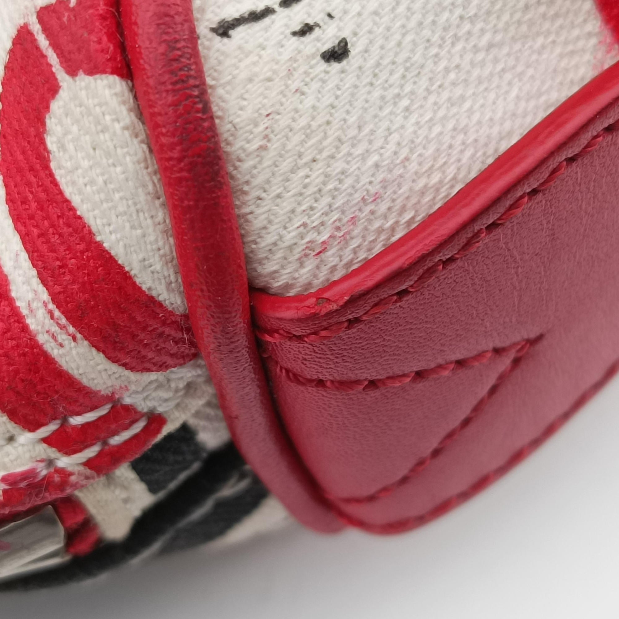 Pre-owned Christian Dior Hardcore White×Red×Black canvas×Leather  handbag | stylenewstar