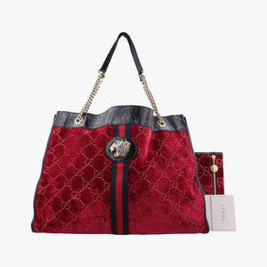 Pre-owned Gucci Rajah Red velour 537219 shoulderbag | stylenewstar
