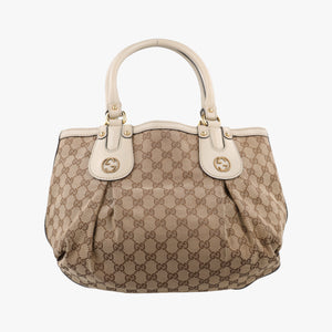 Pre-owned Gucci Scarlett White×Beige Canvas x Leather 269953 handbag | stylenewstar