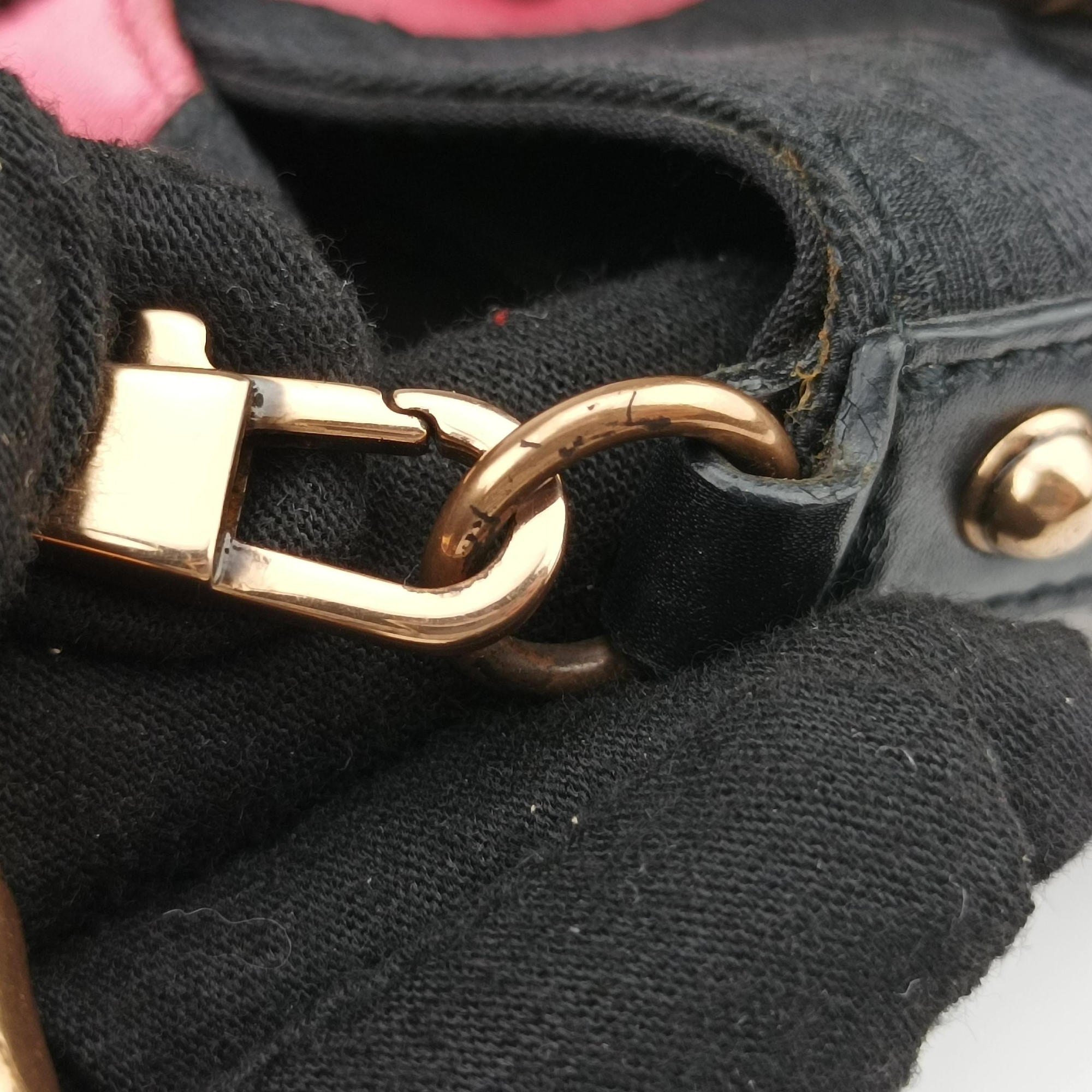 Secondhand Gucci Horsebit Web Black×pink Canvas×silk 129498 shoulderbag | stylenewstar