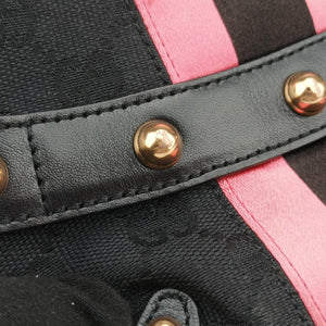 Secondhand Gucci Horsebit Web Black×pink Canvas×silk 129498 shoulderbag | stylenewstar