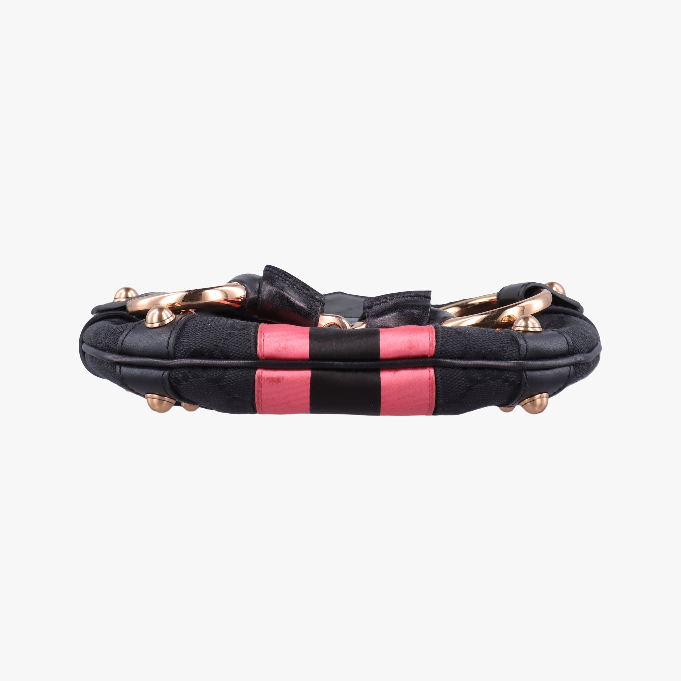 Secondhand Gucci Horsebit Web Black×pink Canvas×silk 129498 shoulderbag | stylenewstar
