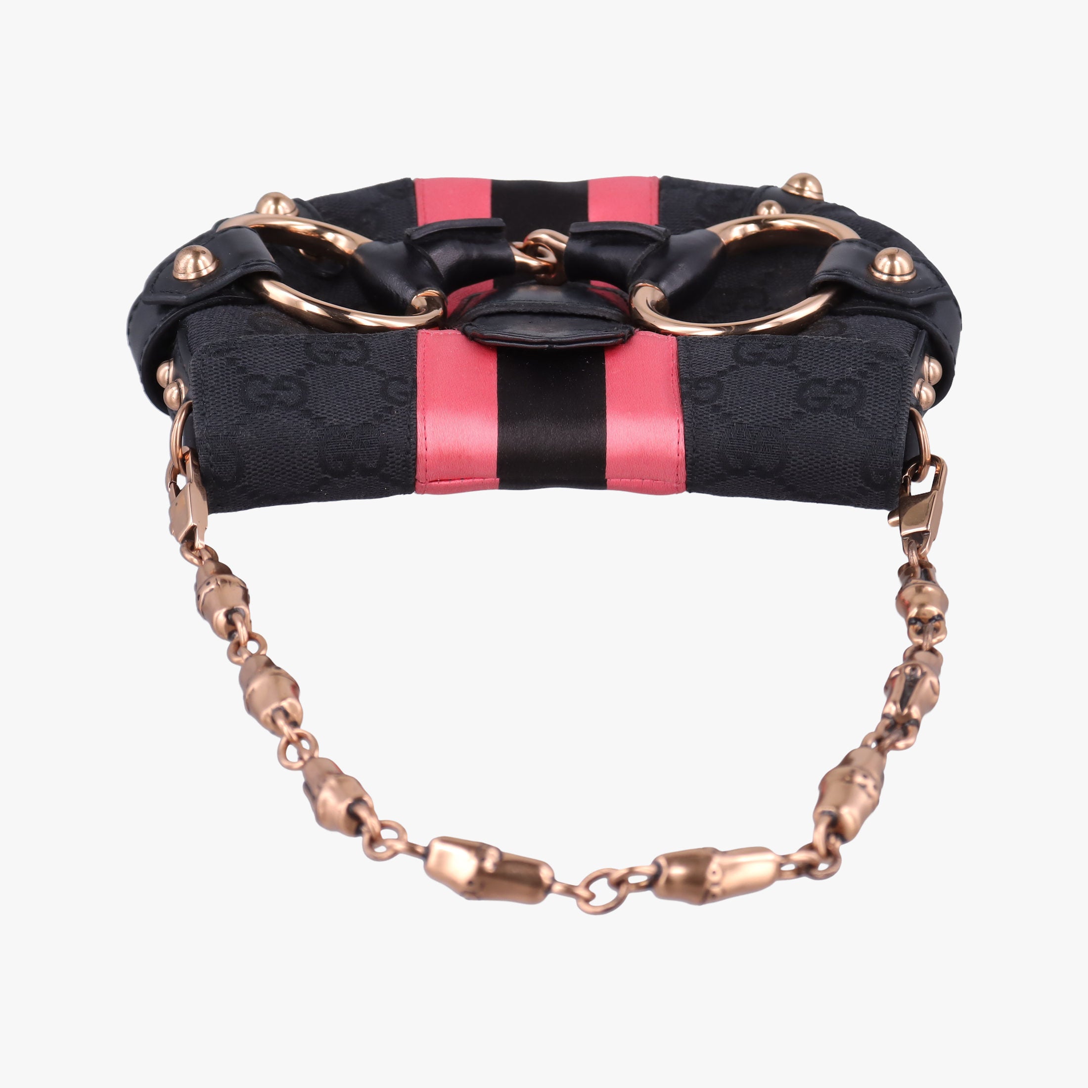 Secondhand Gucci Horsebit Web Black×pink Canvas×silk 129498 shoulderbag | stylenewstar
