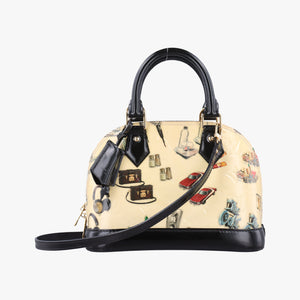 Secondhand Louis Vuitton Nicolas Squiere Sticker Alma BB Ivory×black×multi Vernis M50419 shoulderbag | stylenewstar