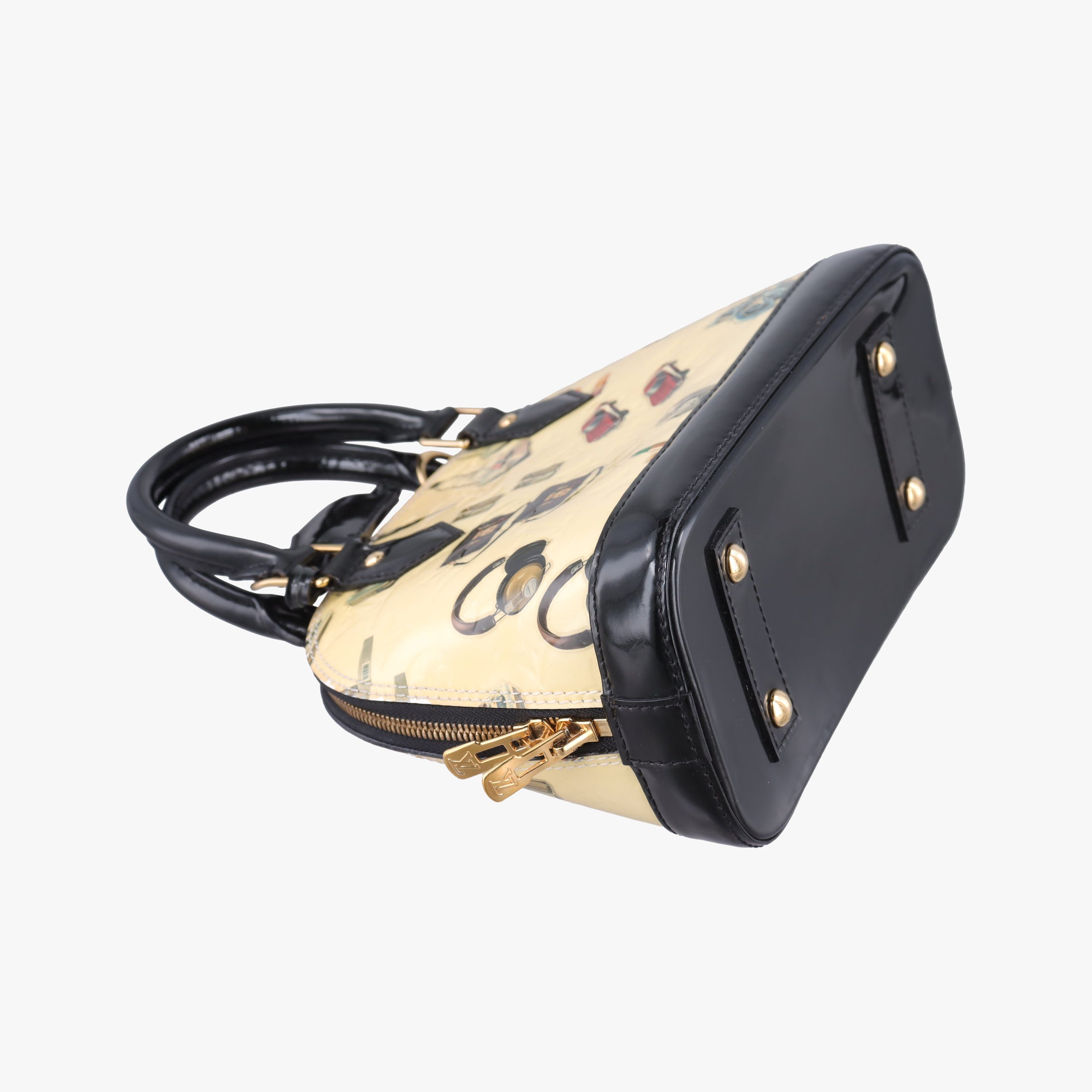 Secondhand Louis Vuitton Nicolas Squiere Sticker Alma BB Ivory×black×multi Vernis M50419 shoulderbag | stylenewstar