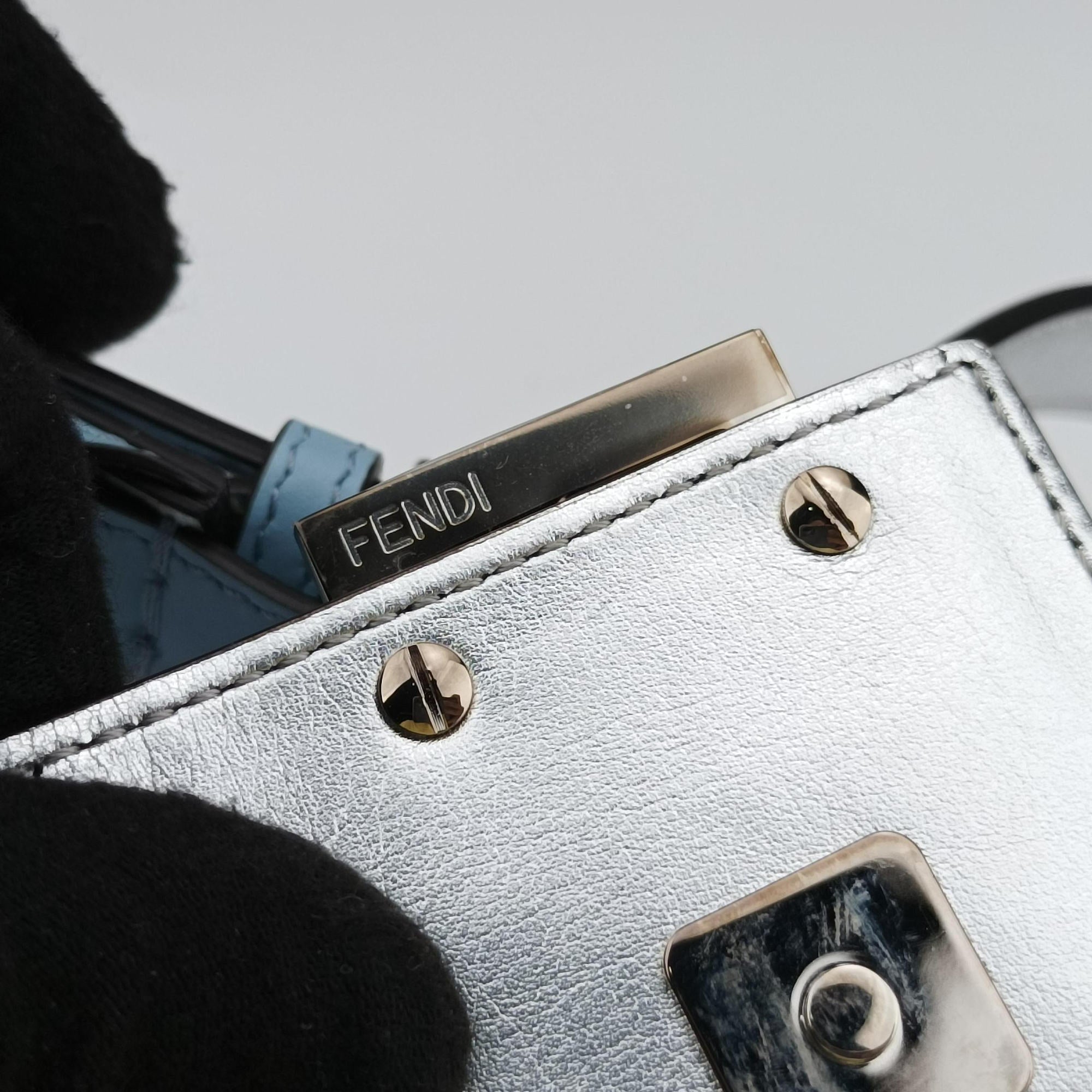 Pre-owned Fendi Cookie Mini Blue Leather 8BS065 handbag | stylenewstar