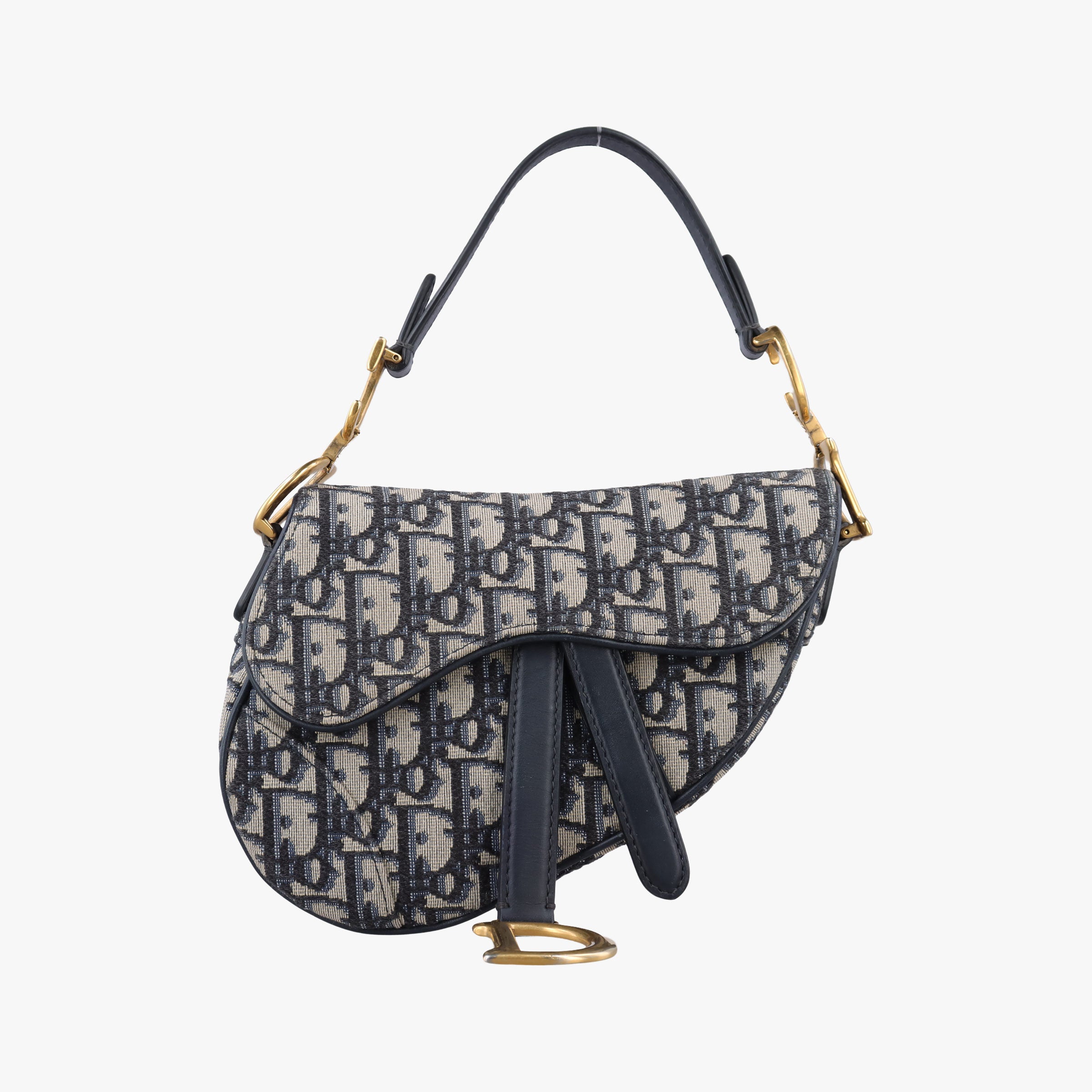 Pre-owned Christian Dior Saddle Navy Jacquard  handbag | stylenewstar