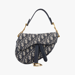 Pre-owned Christian Dior Saddle Navy Jacquard  handbag | stylenewstar