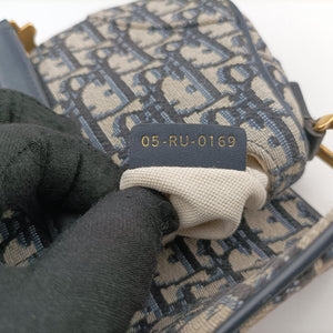 Pre-owned Christian Dior Saddle Navy Jacquard  handbag | stylenewstar