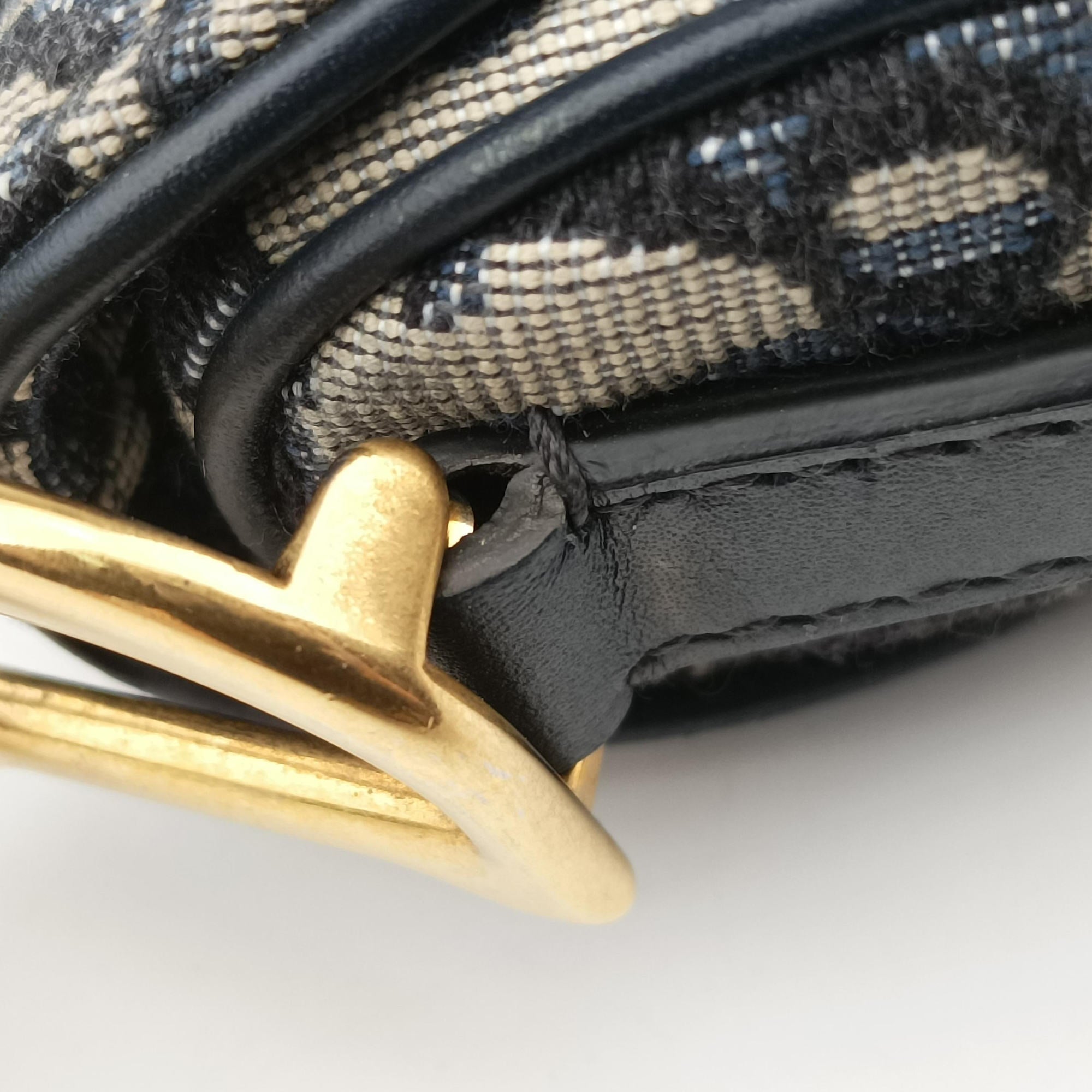 Pre-owned Christian Dior Saddle Navy Jacquard  handbag | stylenewstar