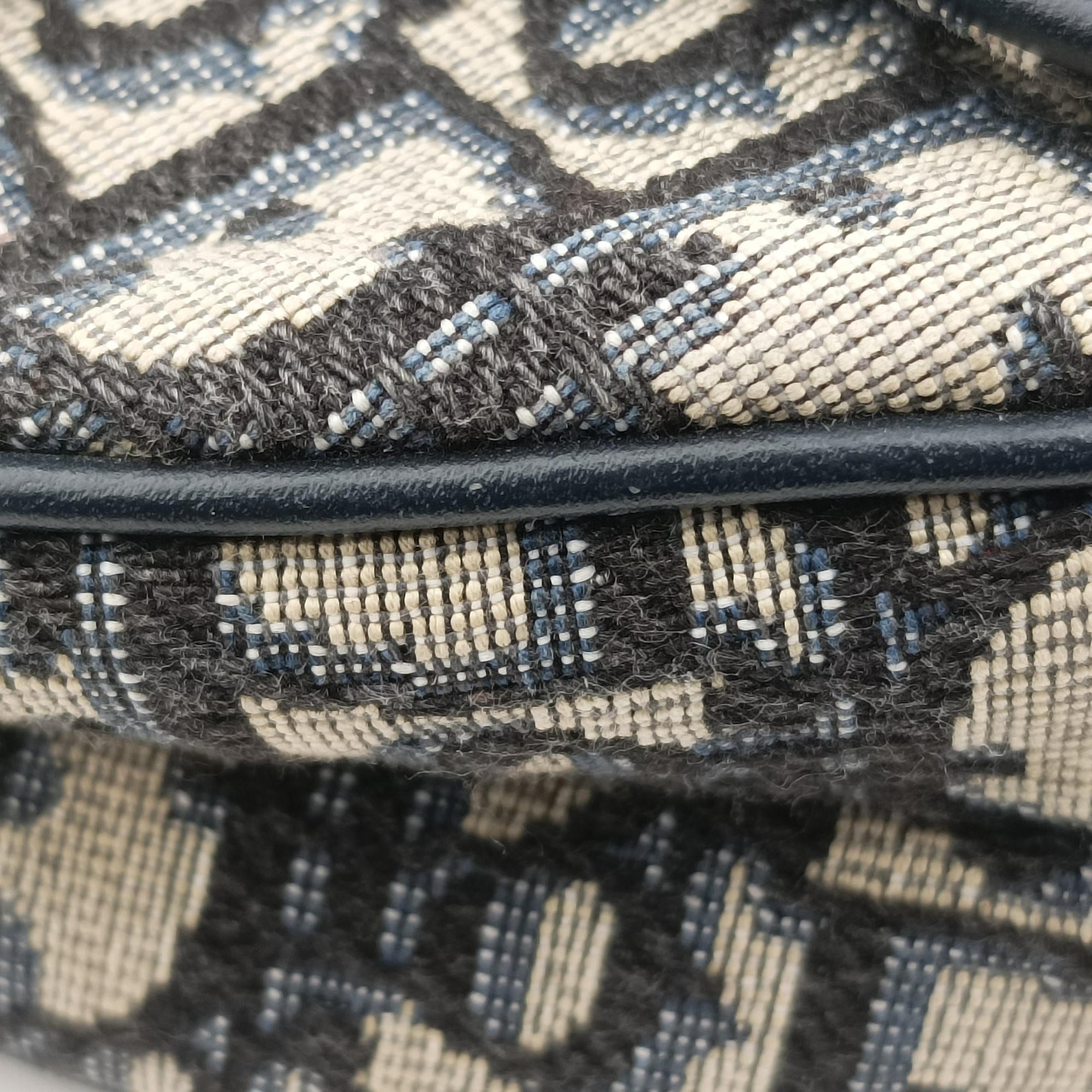 Pre-owned Christian Dior Saddle Navy Jacquard  handbag | stylenewstar