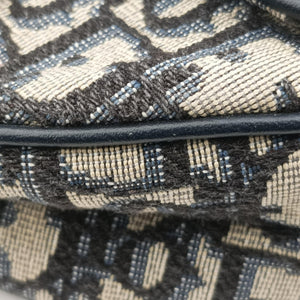 Pre-owned Christian Dior Saddle Navy Jacquard  handbag | stylenewstar