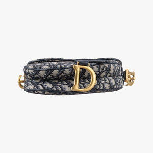 Pre-owned Christian Dior Saddle Navy Jacquard  handbag | stylenewstar