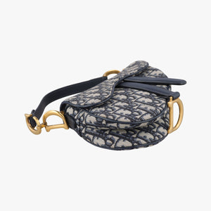 Pre-owned Christian Dior Saddle Navy Jacquard  handbag | stylenewstar