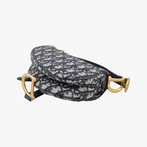 Pre-owned Christian Dior Saddle Navy Jacquard  handbag | stylenewstar