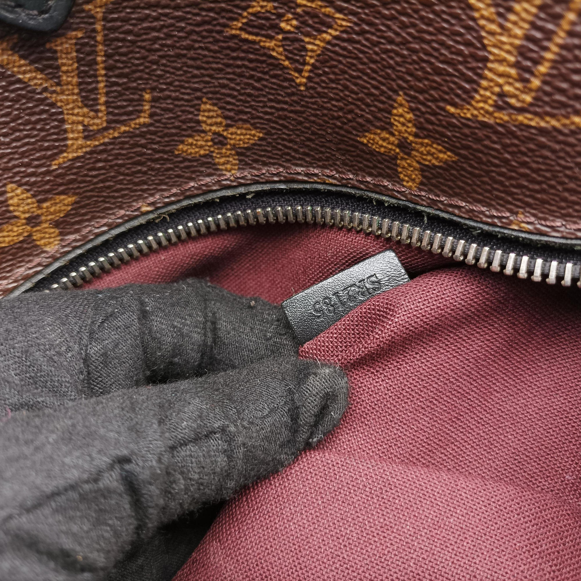Secondhand Louis Vuitton PALK Brown×black Monogram MACASSAR×calf leather M40637 backpack/rucksack | stylenewstar