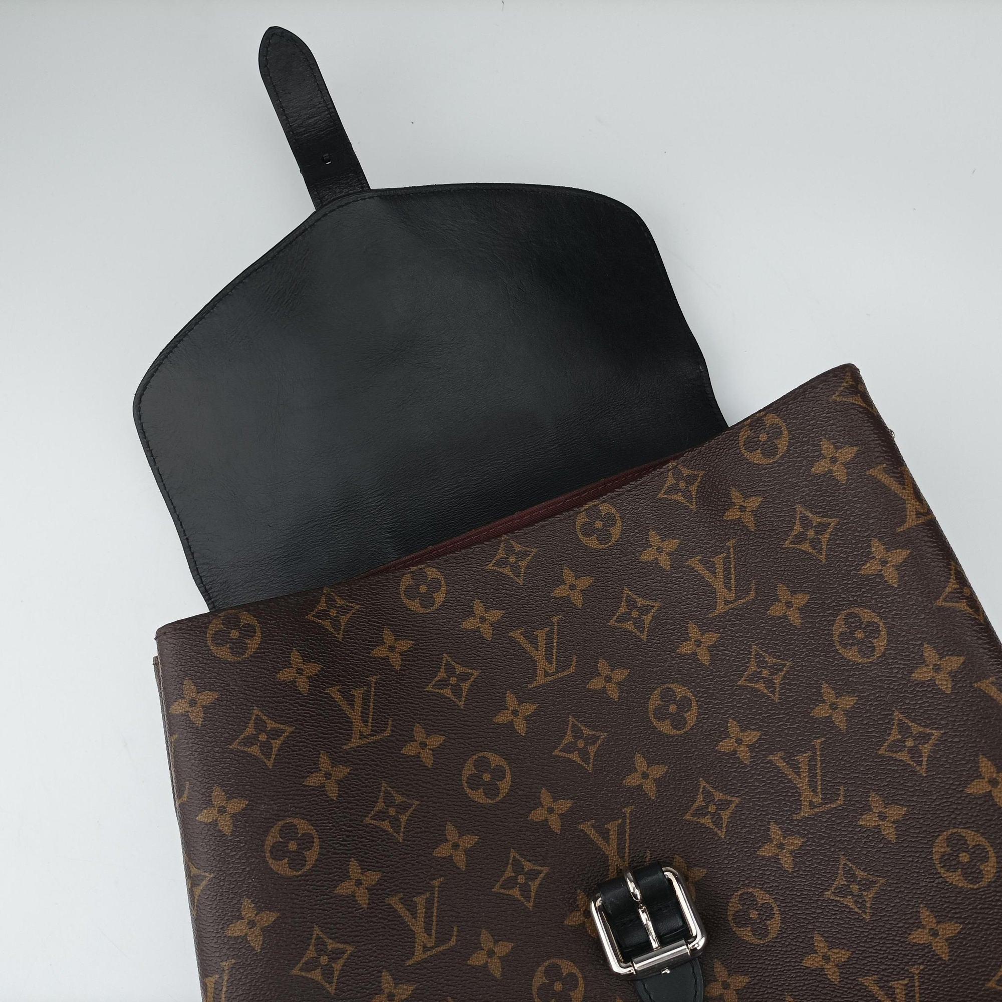 Secondhand Louis Vuitton PALK Brown×black Monogram MACASSAR×calf leather M40637 backpack/rucksack | stylenewstar