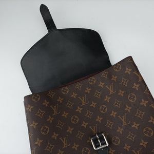Secondhand Louis Vuitton PALK Brown×black Monogram MACASSAR×calf leather M40637 backpack/rucksack | stylenewstar