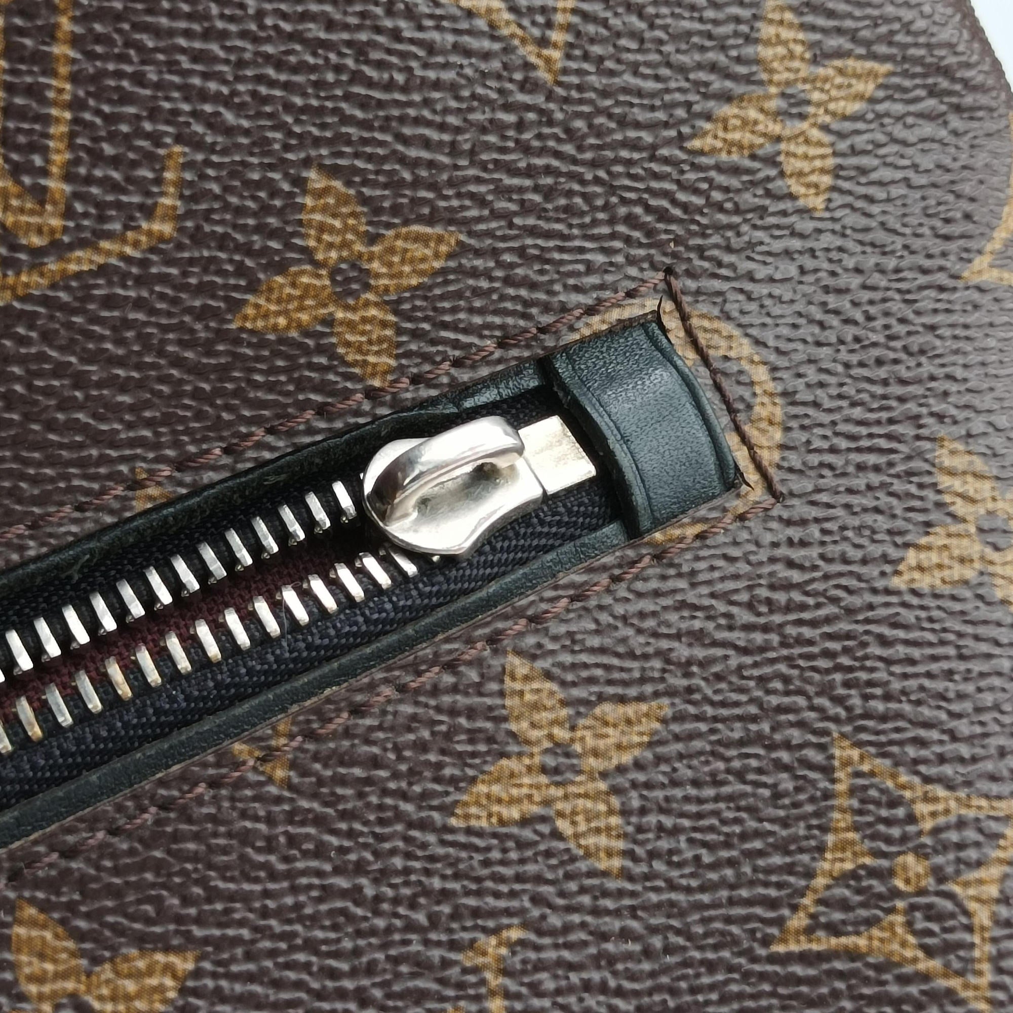Secondhand Louis Vuitton PALK Brown×black Monogram MACASSAR×calf leather M40637 backpack/rucksack | stylenewstar