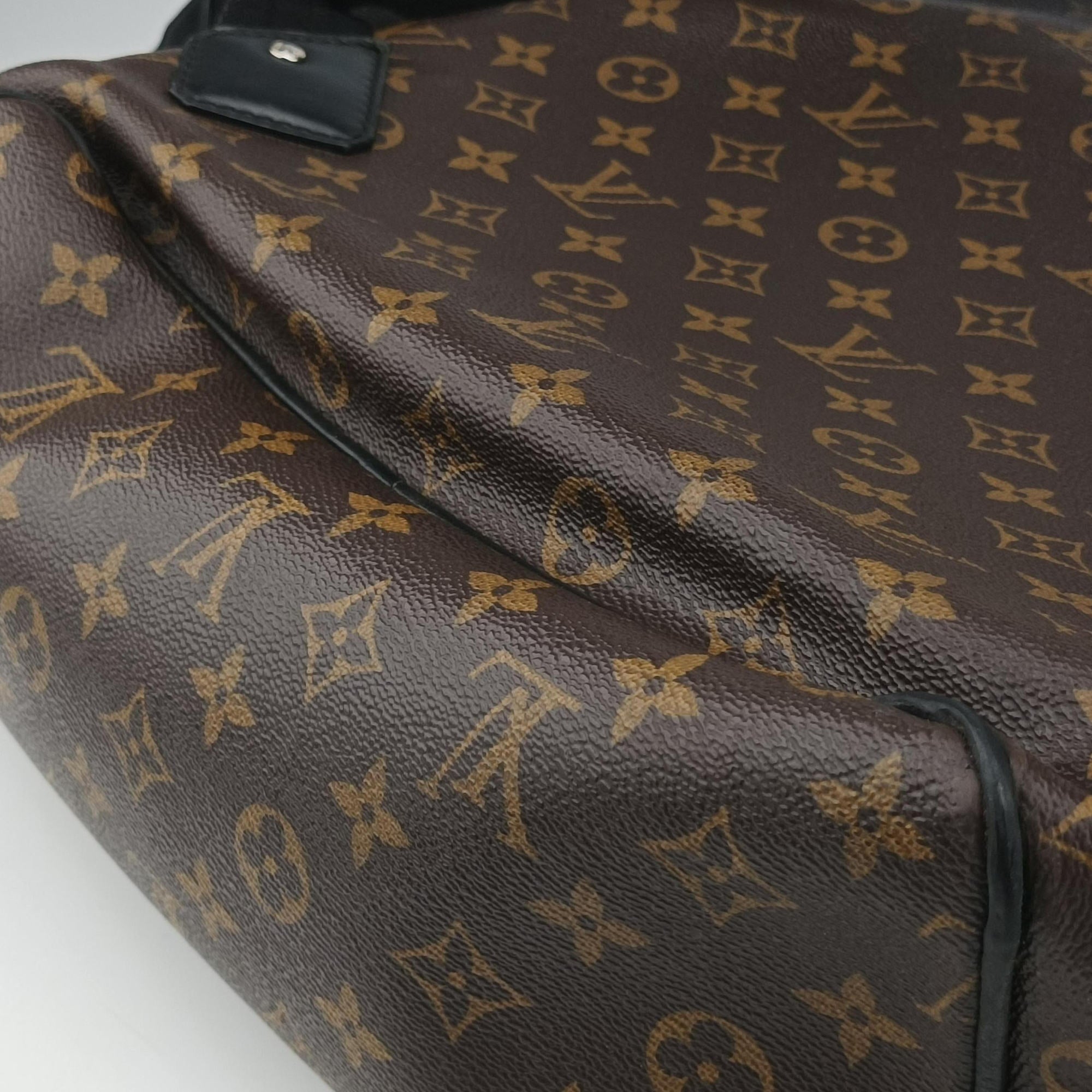 Secondhand Louis Vuitton PALK Brown×black Monogram MACASSAR×calf leather M40637 backpack/rucksack | stylenewstar