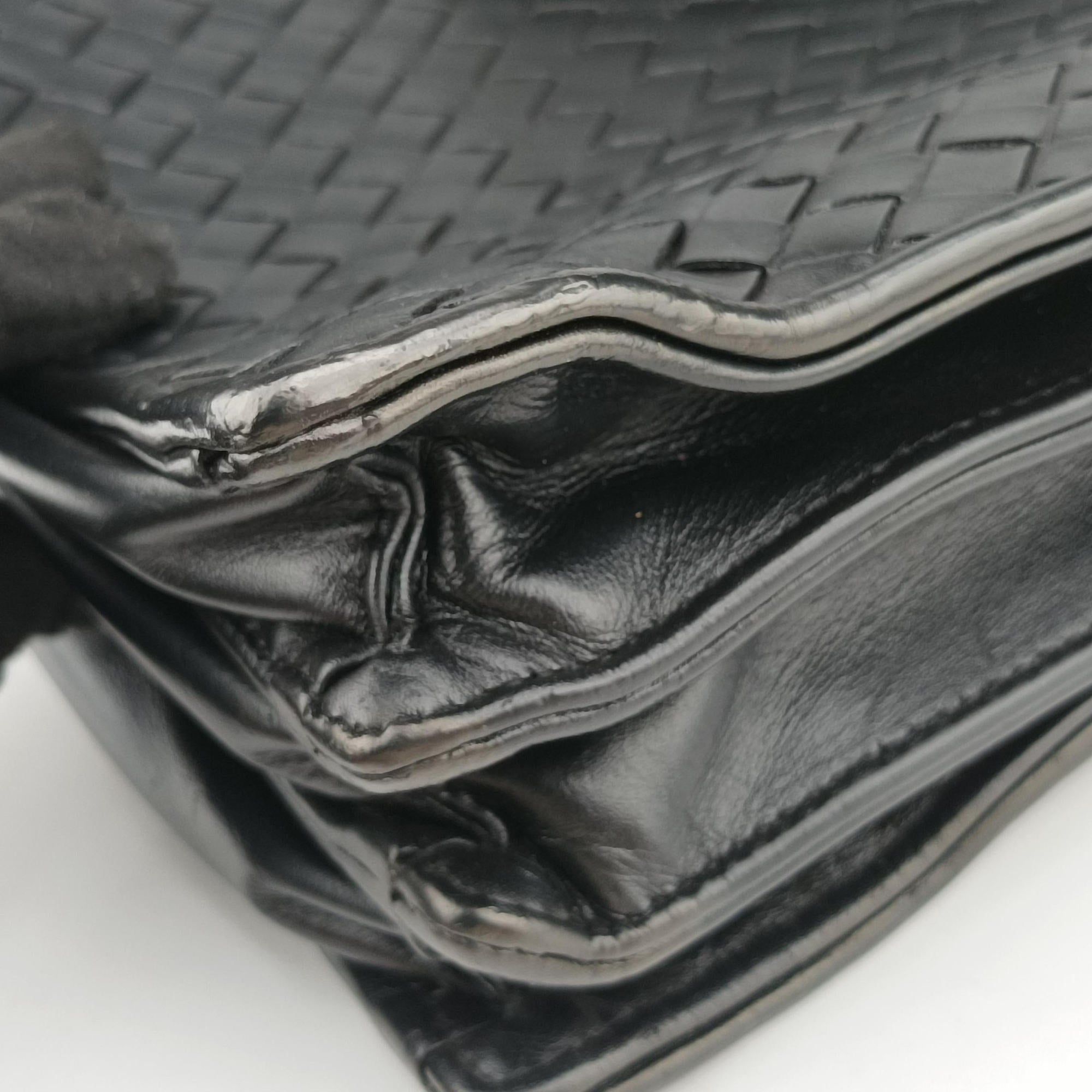 Pre-owned Bottega Veneta Intrecciato Black lambskin  handbag | stylenewstar