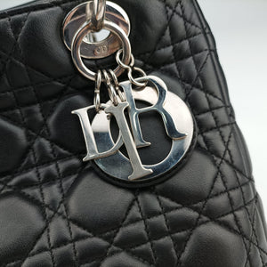 Pre-owned Christian Dior Lady Dior Black lambskin  shoulderbag | stylenewstar