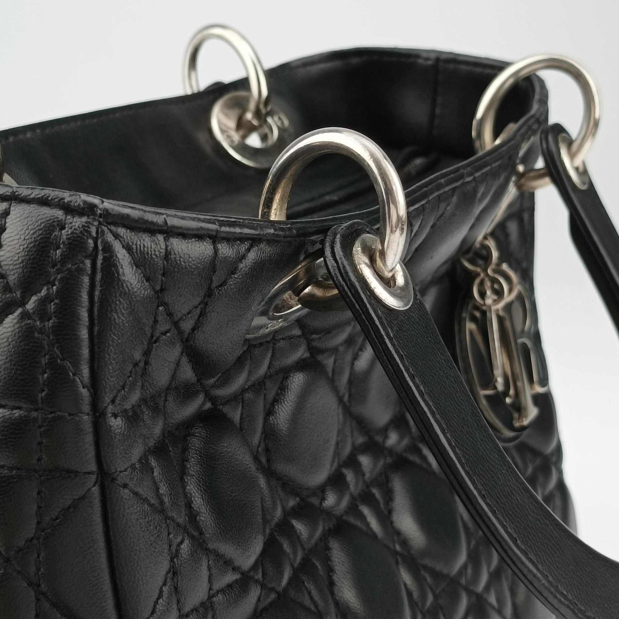 Pre-owned Christian Dior Lady Dior Black lambskin  shoulderbag | stylenewstar