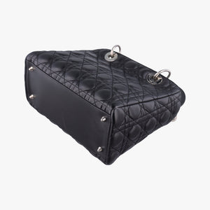 Pre-owned Christian Dior Lady Dior Black lambskin  shoulderbag | stylenewstar
